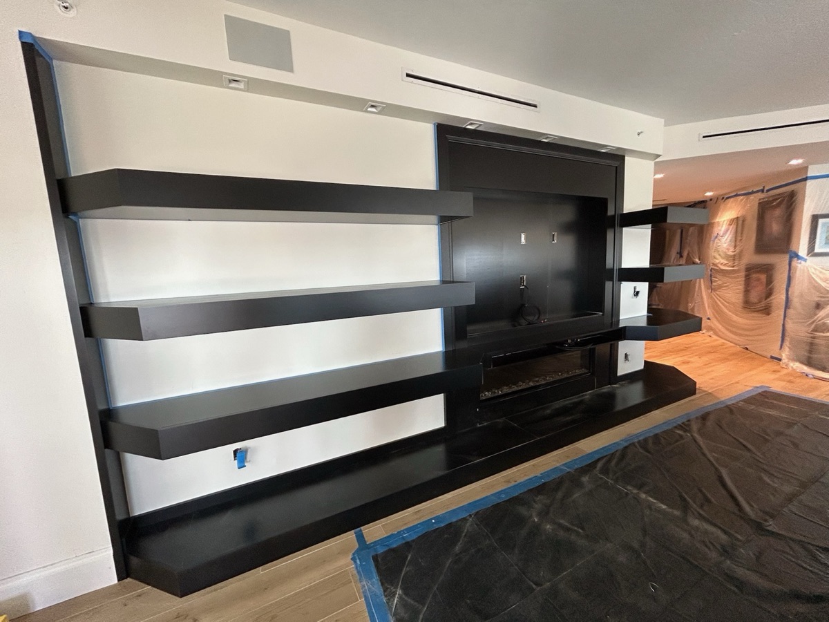 Custom black entertainment center
