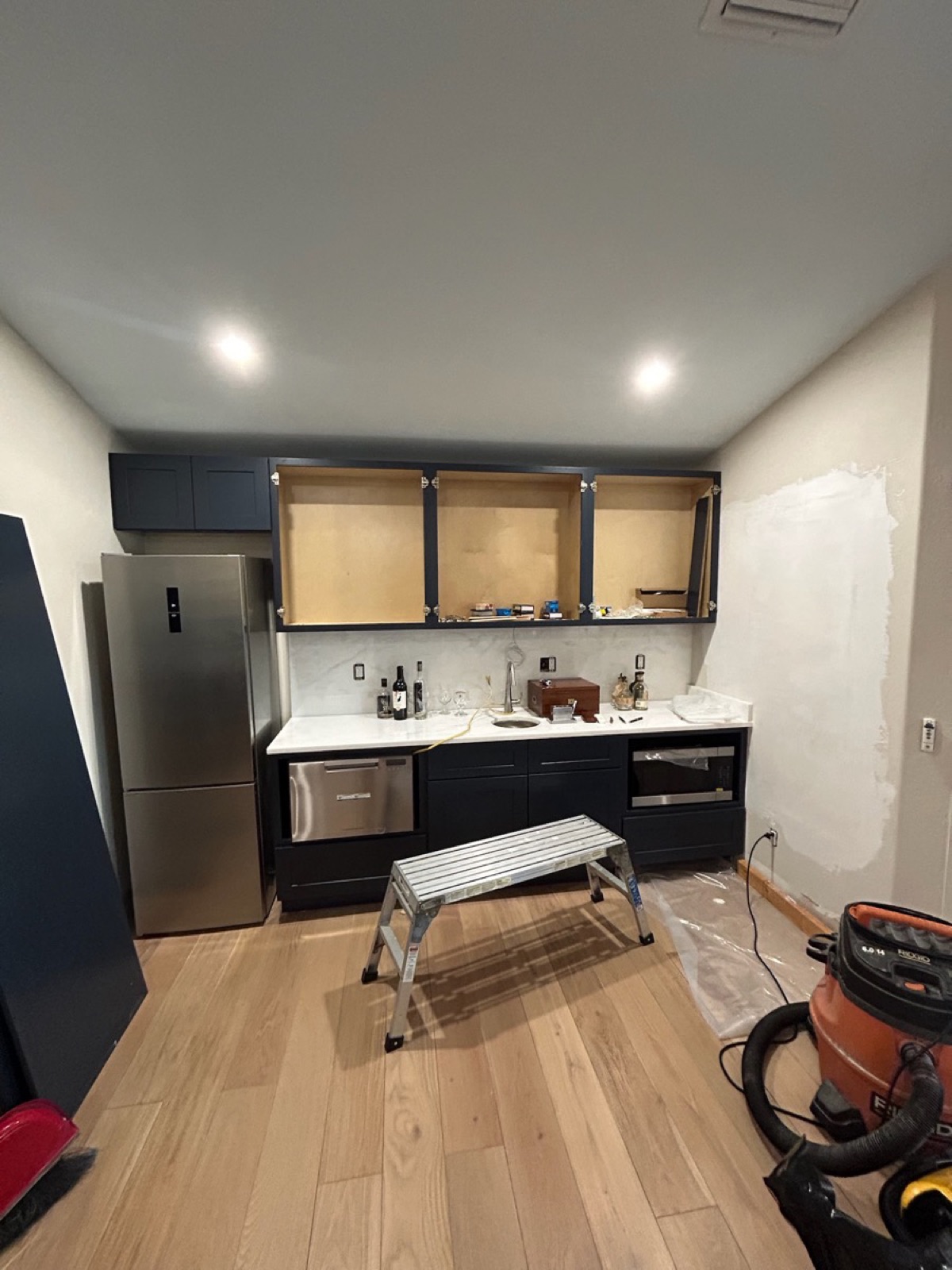 Kitchen wet bar area during renovation