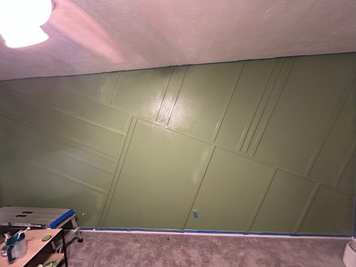 Completed geometric accent wall