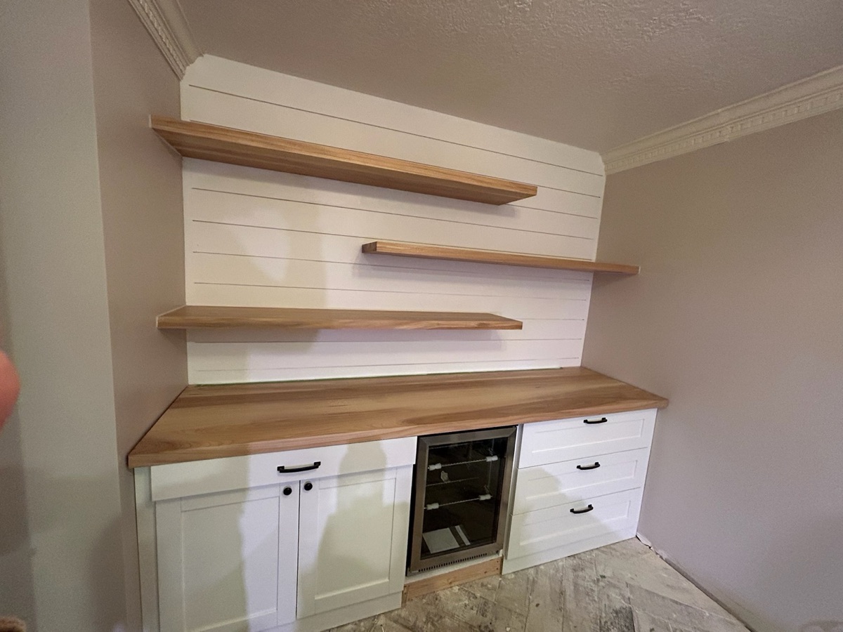 Custom shiplap wet bar