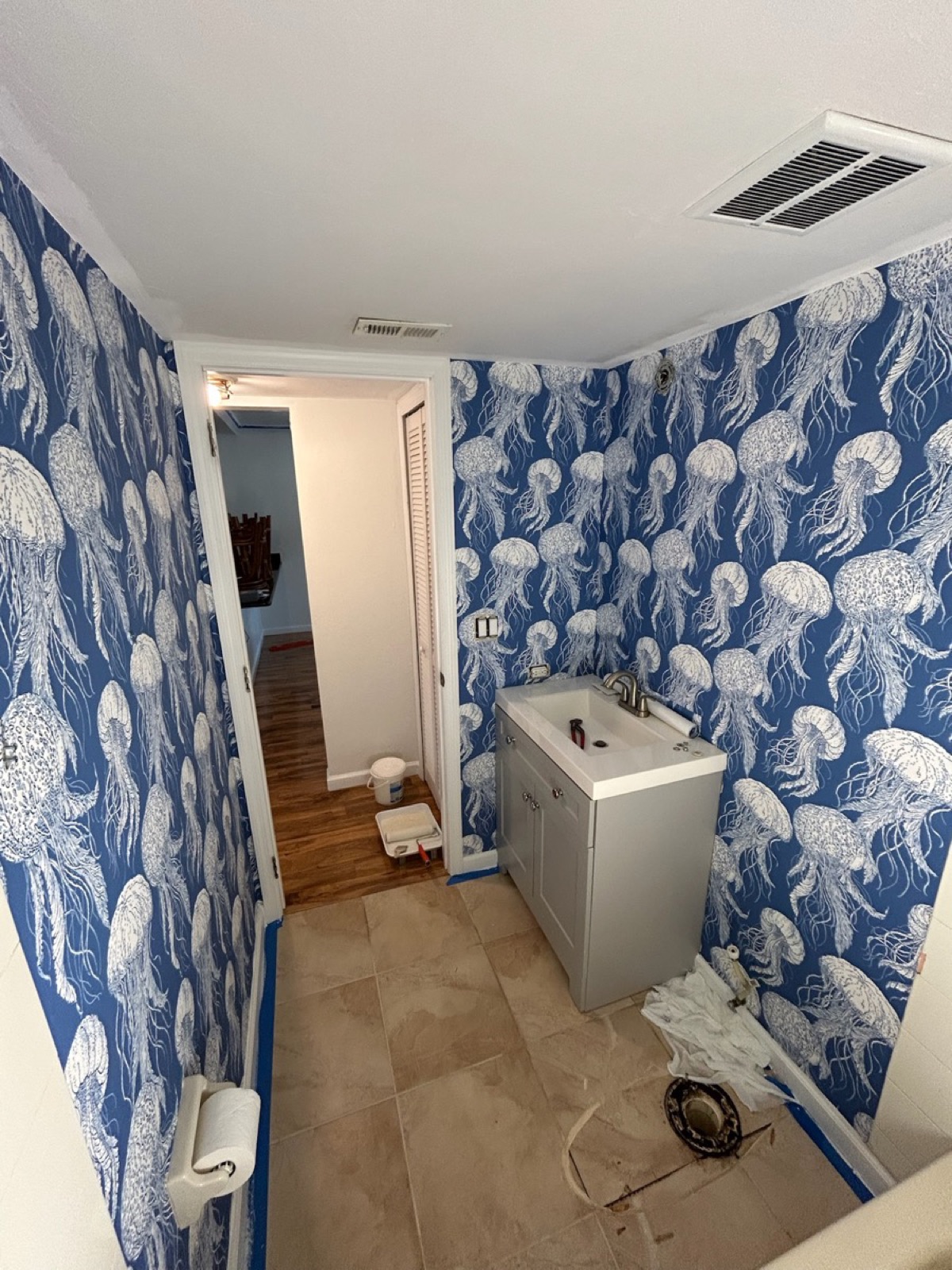 Walk-in tiled shower