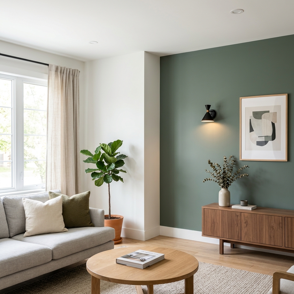 Professional drywall finish and interior painting with accent wall